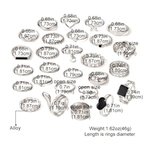 27 Pcs Gold Knuckle Rings Set for Women Girls，Stackable Joint Finger Statement Rings Bohemian Retro Hollow Carved Midi Rings， Gothic Rings Set for Women