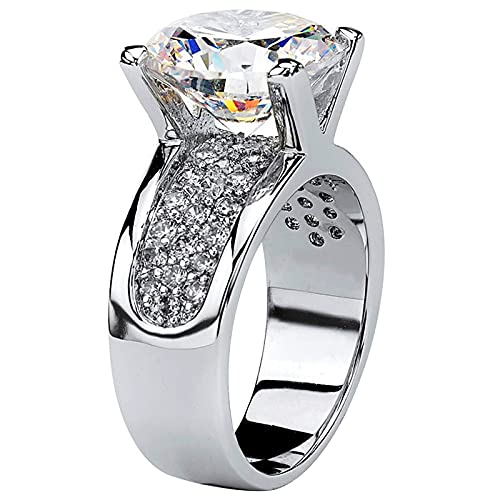 925 Sterling Silver Shiny Gem Ring Cubic Zirconia Rings CZ Diamond Multi Row Ring Eternity Engagement Wedding Band Ring for Women (US Code 7) - size: US Code 7
