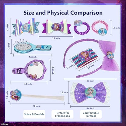Disney Frozen Hair Accessories Set with Bows, Brush & Mirror, Ages 3+