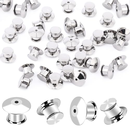 30Pcs Metal Locking Pin Backs for Enamel Lapel Badges | Metal Material,For Brooch Badge Enamel DIY, Pin Backings Keepers Locking Buckles, Secure Clasp Holds Pins Firmly