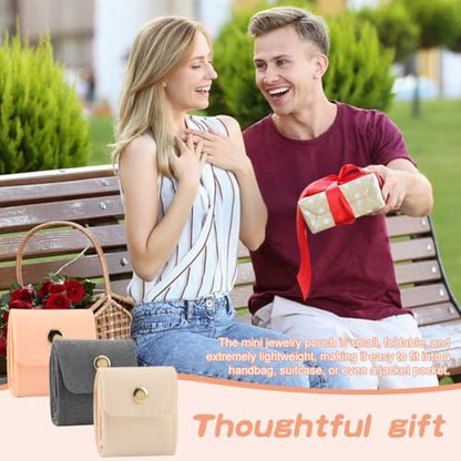 3Pcs Mini Travel Jewelry Bag with Buckle, Portable Multifunctional Mini Travel Organizer Case, Foldable Jewelry Roll for Rings, Necklaces, Bracelets, Earrings(3 Colors)