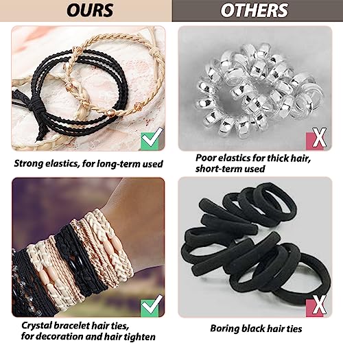 KANPRINCESS Boho Hair Tie Bracelets - Elastic Bands for Women's Ponytails, Daily Life, Sports, and Work (20pcs) - color: Set6