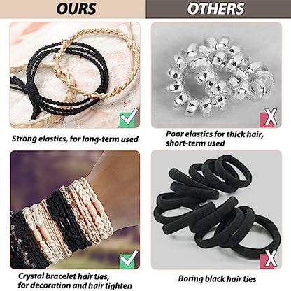 KANPRINCESS Boho Hair Tie Bracelets - Elastic Bands for Women's Ponytails, Daily Life, Sports, and Work (20pcs) - color: Set6