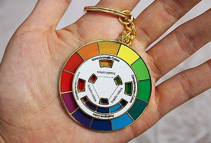 Color Wheel Pin Enamel brooch Spinning Wheel Christmas Gift art pin backpack lapel kawaii pins - style: colour wheel white keychain