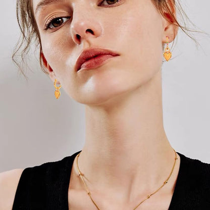 Dainty 14K Gold Plated Cubic Zirconia Heart Small Hoop Earrings Charm Mini Sparkly Colorful Crystal Love Heart Dangle Drop Huggie Earrings for Women