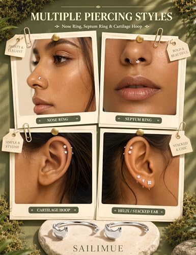 SAILIMUE 12Pair Hypoallergenic Huggie Half Hoop Earrings Backless for Women | Small Backless Earring Surgical Stainless Steel Open Arc Hoop Earrings Silver Plated with Stay Close Earrings - color: Silver:8mm