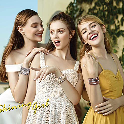 Desimtion Inspirational Tree of Life Boho Leather Wrap Bangle Bracelets for Women, Teen Girl Gifts Trendy Stuff, Fashion Accessories Jewelry Gifts for Women Girls - color: Beige