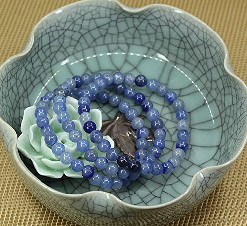 Angelstones Gemstones 6mm Round Beads Healing Crystal Bracelet for women | Natural Gemstone, Handmade Gifts for Women, Healing Crystal Round Beaded Stretch Bracelets, Unisex Jewelry for Women and Men - color: Blue Aventurine