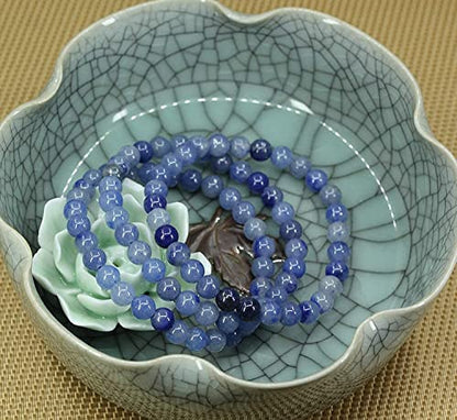 Angelstones Gemstones 6mm Round Beads Healing Crystal Bracelet for women | Natural Gemstone, Handmade Gifts for Women, Healing Crystal Round Beaded Stretch Bracelets, Unisex Jewelry for Women and Men - color: Blue Aventurine