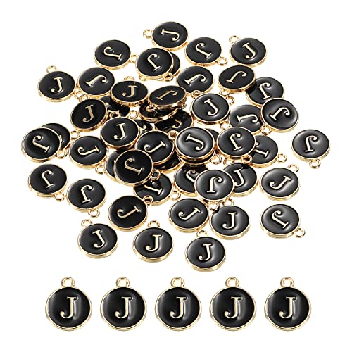 MECCANIXITY Alphabet Letter Charm Double Sided Alphabet Pendant, for Earring Jewelry Making - style: J