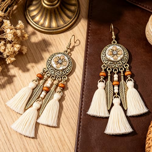 Feather Earrings Native American Earrings Boho Dangle Earrings for Women Tribal Indian Dreamcatcher Hippie Western Festival Summer Beach Jewelry - color: A1:Boho Dangle Earrings