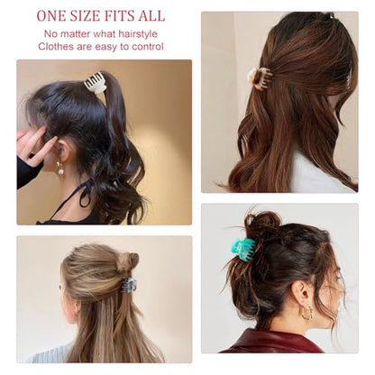 8PCS Claw Clips for Thin Hair Women, 1.6" Small Hair Claw Clips | Marble Pattern Hair Claw Clips for Fine Thick Hair Strong Hold Double Row Teeth Hair Clips Cute Jaw Clamps - color: Multicolor