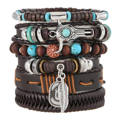 LOTSOF Western Turquoise Beaded Bracelet, Chic Stack Beaded Western Style for Country Concerts, Cowgirl Outfits & Boho Jewelry - color: 6 Cow Head Bracelet