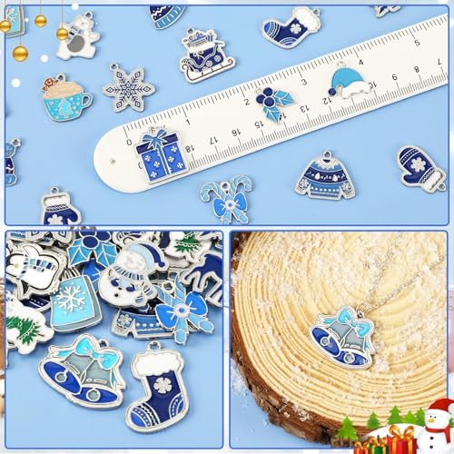 MARFOREVER 40Pcs/20 Pairs Winter Charms Christmas Charms for Jewelry Making | Snowflake Pendants, Snowman Polar Bear Penguin Enamel Charms, Gifts Accessories, Bracelet Necklace Earrings Making - style: Winter