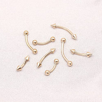 BLISI G23 Solid Titanium Eyebrow Piercing Jewelry, Gold Black Rose Gold Silver Pink Rainbow Eyebrow Rings 16G Curved Barbell,Tiny Vertical Labret Lip Jewelry Rook Piercing Jewelry for Women and Men - color: Rose Gold 1