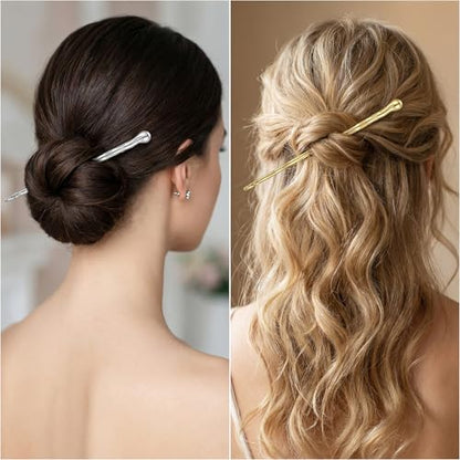 4 Pc Metal Hair Stick For Women,Metal Hair Pin Hairschopstick French Pin | Buns And Updos, Hold For Fine & Thick Hairs