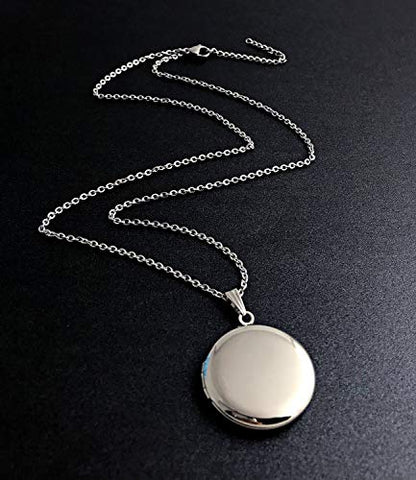 YOUFENG Round Locket Necklace that Holds Pictures Heart Circle Shape Lockets Gift for Jewelry - style: Circle locket