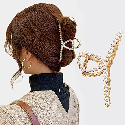 Hair Claw, Pearl Hair Clip, Strong Hold Hair Jaw Clips for Thick Hair, Fashion Hair Clips Accessories Gift for Women Girls Daughter Girlfriend - color: Small pearl hairpin