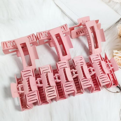 18 Pack Hair Claw Clips,Hair Clips For Women,Large Hair Claw Clips For Thick Hair,Nonslip Matte Hair Clips Hair Accessories Women Girl Birthday Christmas Gift (18 Pack Pink) - color: Pink