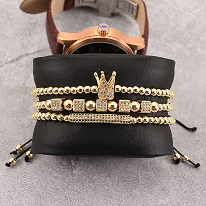 Mens Bracelet Beaded Bracelets Micro Pave Zircon Bracelets for Men Women Bracelets for Men Stainless Steel Cuff Bangle - color: F-gold