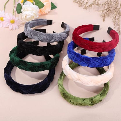 Braided Headbands for Women,Velvet Headbands for Women Girls,Wide Criss Cross Hair Accessories 8 Packs