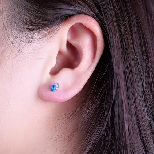 limerencia G23 Hypoallergenic 18g Flat Back Stud Earrings | F136 Implant Grade Titanium Pressfit Threadless Push Pop in Cartilage Helix Labret Lip Monroe Tragus Flat Back Piercing Studs - color: CZ + Green Opal