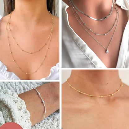 33FT 2mm Gold Satellite Bead Chains Roll Bulk for Jewelry Making Necklace | 18K Gold PVD Plated 304 Stainless Steel Ball Beaded Link Chains Spool for DIY Craft - color: Gold Big Beads Satellite Cable Chain