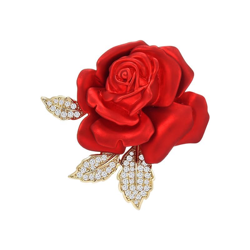 Red Rose Flower Brooches and Pins for Women Costume Jewelry Brooch Pins Broches Jewelry for Women Elegant Lady Pin - style: Rose Bud