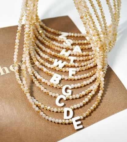 Tanyoyo Initial Necklaces for Women - Trendy Beaded Choker Necklace for Women, Handmade Letter Choker Necklace Jewelry for Women - style: N