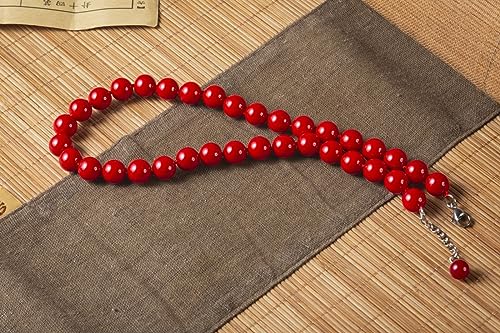 Red Hand Knotted Faux Pearl Jewelry Set for Women, Necklace Earrings | Glass Material, Gift, Party - style: 8MM 14.5inch Red