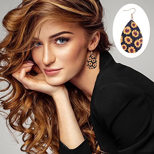 Ornaland 4 Pcs Leather Earrings Necklace Bracelet Set Print Earrings Faux Leather Necklace Multi-Layer Bracelet Jewelry Set Gifts for Women - color: A1
