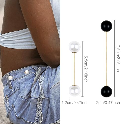 8 Pieces Retro Sweater Shawl Clips Faux Crystal Pearl Brooch Pins for Women Girls Costume Accessory, Waist Back Cincher for Cardigan Collar Dress Shirt Jeans