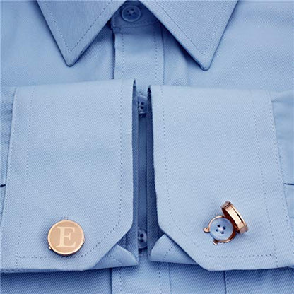 HAWSON Men's Letter Initial Button Cover Cufflinks Letter Rose Gold/Silver Suitable for Formal Business Shirt Letter A-Z - color: Rose Gold Color - E