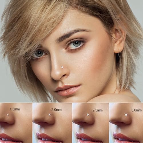 SEEDRILL 18Pcs Nose Rings Studs for Women Men 20G Clear Nose Studs piercing retainers Hypoallergenic 316L Surgical Steel Nose Piercings Jewelry Nose Ring L Shape Nose Stud 20 Gauge Nose Screw Studs - color: Gold