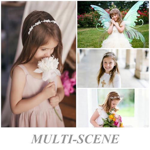 Wecoe Flower Girl Headpieces 2pcs Wedding Bridal Hair Accessories | Princess Headband for Birthday, Party, First Communion, Baptism - color: Silver A