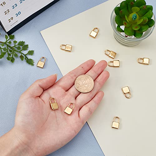 CHGCRAFT 10pcs Real 18K Gold Plated 304 Stainless Steel Pendants Padlock Pendant for Necklace Bracelets Jewelry Making,18x10x4mm
