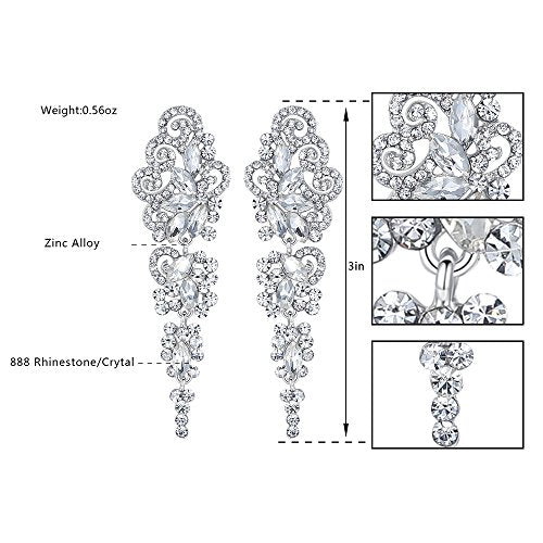 Marquise Crystal Bridal Chandelier Dangle Drop Earrings Ladies Gifts in Silver/Gold Tone - color: I-Clear Earrings Pin