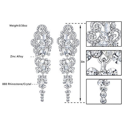 Marquise Crystal Bridal Chandelier Dangle Drop Earrings Ladies Gifts in Silver/Gold Tone - color: I-Clear Earrings Pin