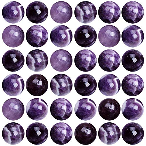 Natural Stone Beads 100pcs Round Genuine Real Stone Beading Loose Gemstones Hole Size 1mm DIY Smooth Bead for Bracelet Necklace Earrings Jewelry Making (Amethyst Purple, 6mm) - color: Amethyst Purple, size: 6mm
