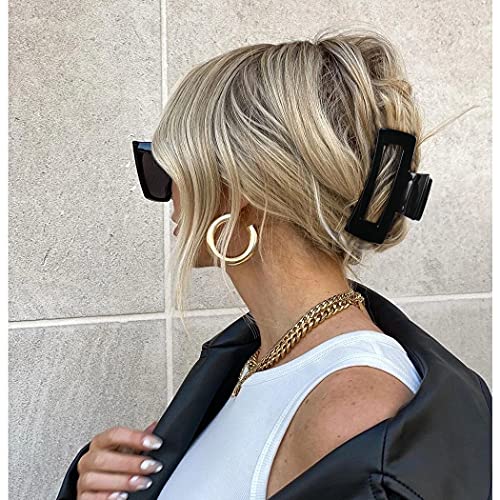 Canitor 4Pcs 3.1 inch Black Hair Clips Claw Clips for Thin and Medium Hair - Acrylic Rectangular French Design Jaw Clips - color: black