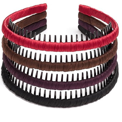 STHUAHE4PC Multicolor Protection Resin Teeth Comb Hair Hoop Hairband Headband Hair Accessories for female by Beauty hair (black+brown+Purple+red) - color: black+brown+Purple+red