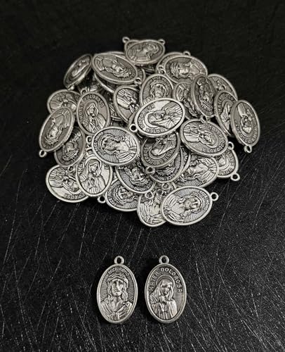 Saint Therese of Lisieux/Saint Mother Teresa of Calcutta/Divine Mercy Jesus/Mater Dolorosa Patron Saint Medal Charm Pendant for DIY Rosary Necklace Bracelet Jewelry Making Part - color: 30pcs-Jesus ECCE Homo medal