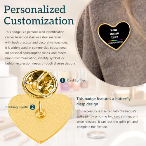 Custom Lapel Pins With Logo - Custom Pins Customized Buttons for men Customized Pin Bulk - color: Love-Gold
