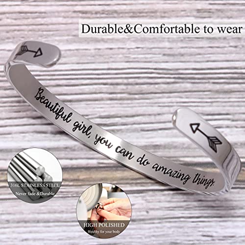 Btysun Bracelets for Women Mothers Day Bracelet Gifts from Daughter Inspirational Gifts for Women Graduation Gifts for Her Motivational Birthday Cuff Bangle Friendship Personalized Mantra Jewelry… - style: 1 Beautiful you can do amazing things