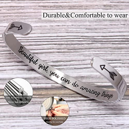 Btysun Bracelets for Women Mothers Day Bracelet Gifts from Daughter Inspirational Gifts for Women Graduation Gifts for Her Motivational Birthday Cuff Bangle Friendship Personalized Mantra Jewelry… - style: 1 Beautiful you can do amazing things