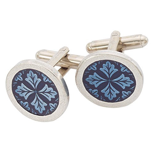 – Cufflinks For Men, Set Of 2, ¾” – Handmade High End Metal Cuff Links For Men – Fancy Jewelry For Guys – Made In USA - color: Blue Medallion