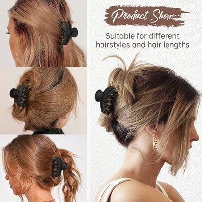 DEEKA 4 PCS 2.5 Inch Hair Claw Clips Double Row Teeth Matte Hair Jaw Clips Hair Barrettes Thick Medium Thin Hair Clips for Women (Black) - color: Black, size: 1 Count (Pack of 4)