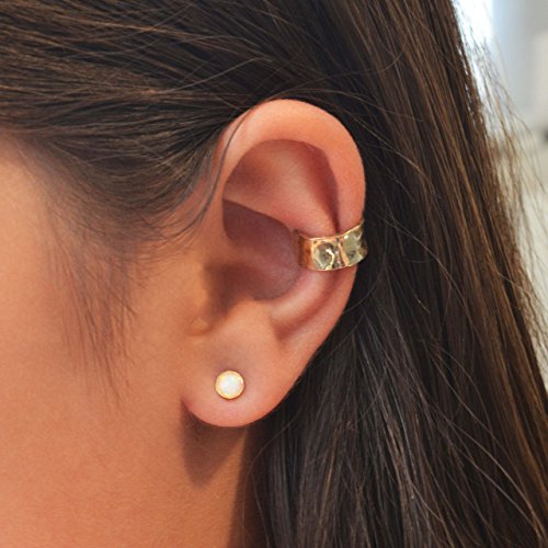 Ear Cuff for Non Pierced Ears Cartilage helix Hammered Ear Cuff for Women Jewelry Earring - color: Gold Filled