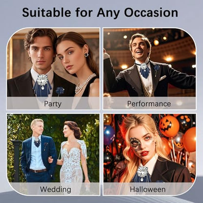 LJBFNN Bow Ties for Men Women, Pre-tied Bow Tie and Lapel Pin Set Crystal Rhinestone Bowties Men Women Wedding Party Prom - color: Blue