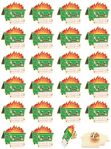 JUNEBRUSHS 28pcs Positive Enamel Dumpster Fire Brooch, Inspirational Lapel Pins for Coworker Appreciation Gifts Party Supplies Clothes Decor Accessories - style: Dumpster Fire Style